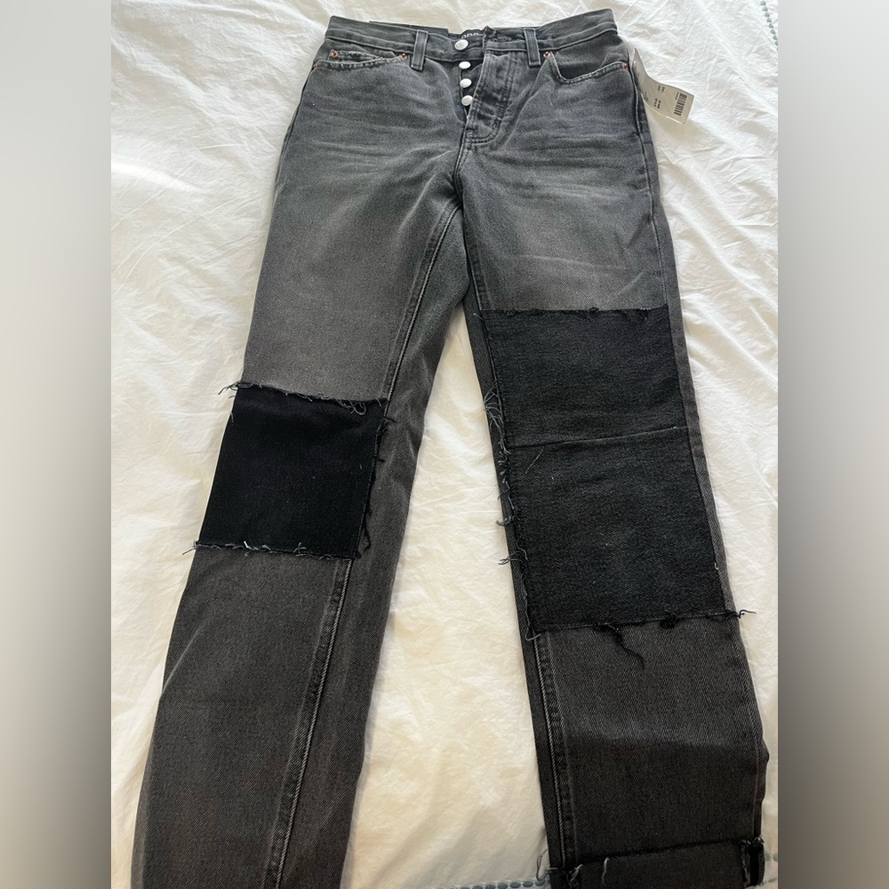 Urban outfitters dark wash patchwork jeans
